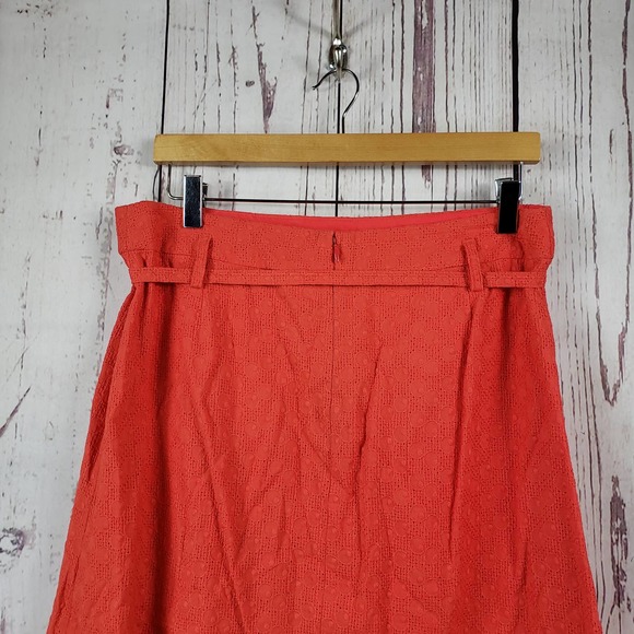 Express Design Studio A Line Skirt Womens Size 10 Eyelet Knee Length Orange - Picture 5 of 9